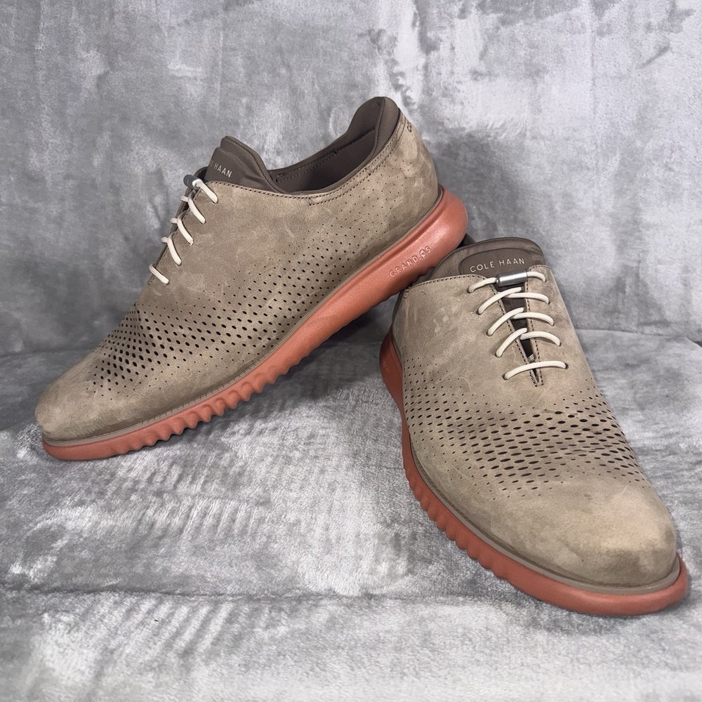 Cole Haan 2.Zerogrand Laser Wingtip Oxford Shoes Mens 13M Brown Suede C37984